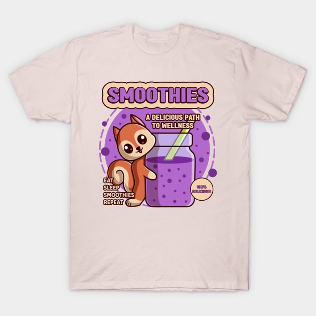 Smoothie - Cute Squirrel Love Smoothies Cartoon Kawaii T-Shirt by Eluvity